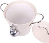 T586 Cream 4L Metal Double Walled Ice Bucket Set with Lid and Scoop