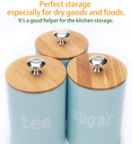 x022S Blue Set of 3 Metal Food Storage Tin Canister/Jar with Bamboo Lid