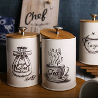 x022S Set of 3 Metal Food Storage Tin Canister/Jar with Bamboo Lid