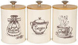 x022S Set of 3 Metal Food Storage Tin Canister/Jar with Bamboo Lid