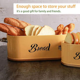 X560 Yellow Vintage Set of 2 Metal Kitchen Storage Tin canister Bread box/Bin/container Large With Bamboo Lid