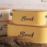 X560 Yellow Vintage Set of 2 Metal Kitchen Storage Tin canister Bread box/Bin/container Large With Bamboo Lid