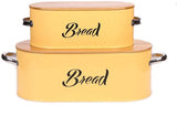 X560 Yellow Vintage Set of 2 Metal Kitchen Storage Tin canister Bread box/Bin/container Large With Bamboo Lid